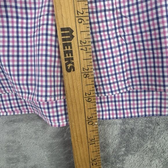 Ralph Lauren Shirt Men Large Button Down Pink Blue Plaid Custom Fit Chest Pocket - Picture 7 of 11